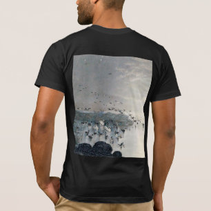 Camiseta Patos, Mallards e Cisnes no lago ao pôr do sol