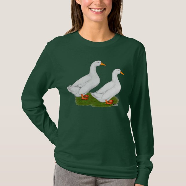 Camiseta Patos:  Pekins branco (Frente)