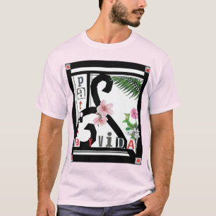 Camiseta Patria y Vida Black Frame Pink Flowers