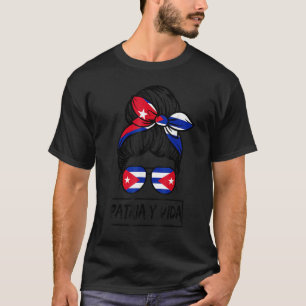 Camiseta Patria Y Vida Sos Cuba Bandeira do Cabelo Mensagei