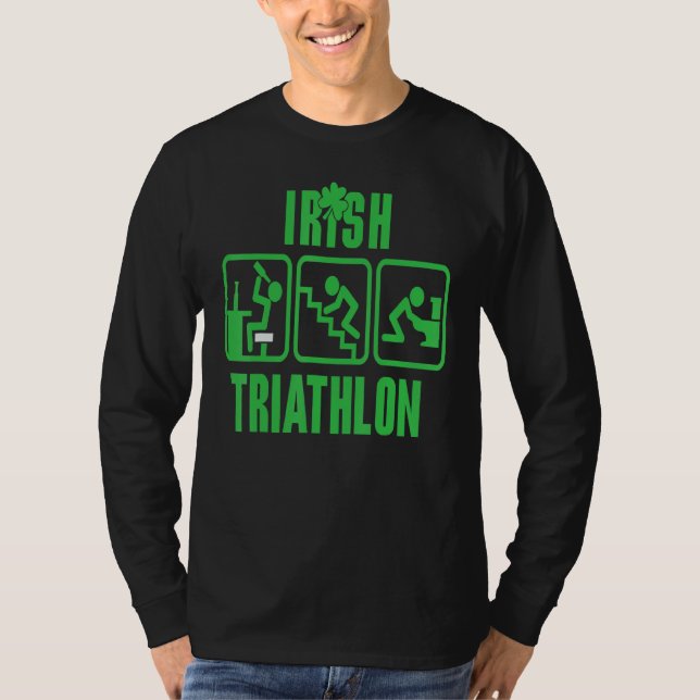 Camiseta Patrick S Day Irish Triathlon Drink Crawl, Rua Eng (Frente)
