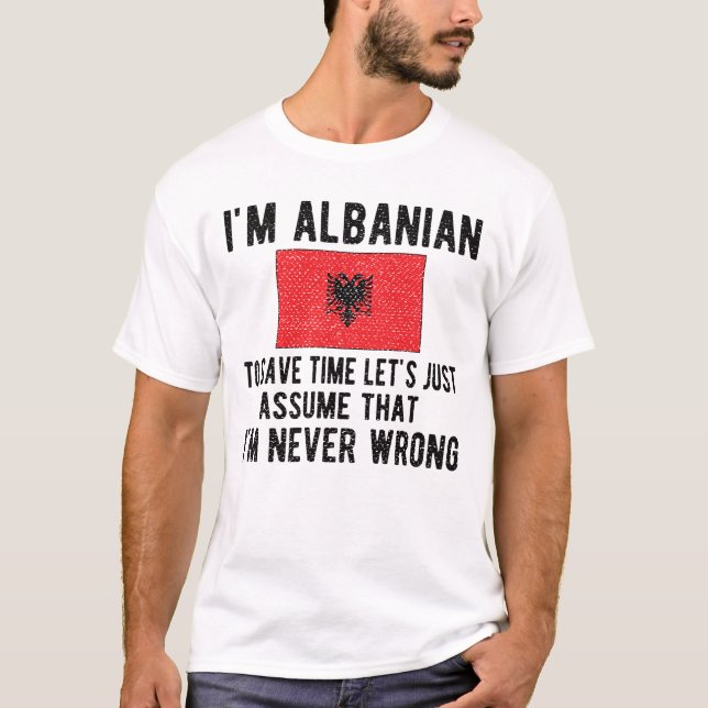 Camiseta Patrimônio Albanês Albânia Raia Bandeira Albanesa (Frente)