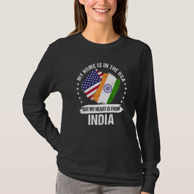 Camiseta Patrimônio Americano Índia Bandeira Raízes Indiana (Frente)