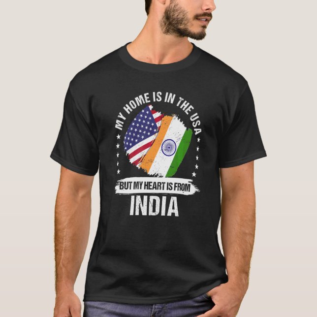 Camiseta Patrimônio Americano Índia Bandeira Raízes Indiana (Frente)