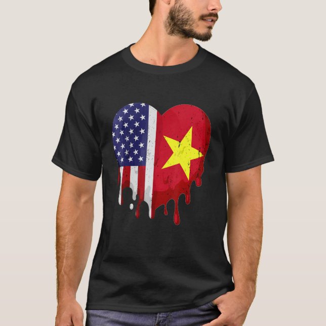 Camiseta Patrimônio Americano Vietnamita Mês Sinalizador Co (Frente)