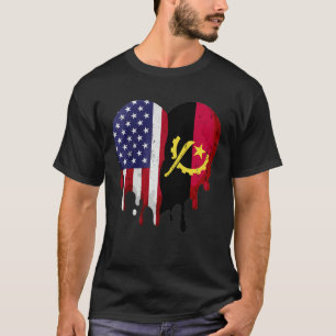 Camiseta Patrimônio Angolano Americano Mês Bandeira Angola