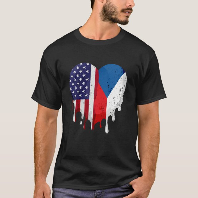 Camiseta Patrimônio Checo Americano Mês Bandeira da Tchechi (Frente)
