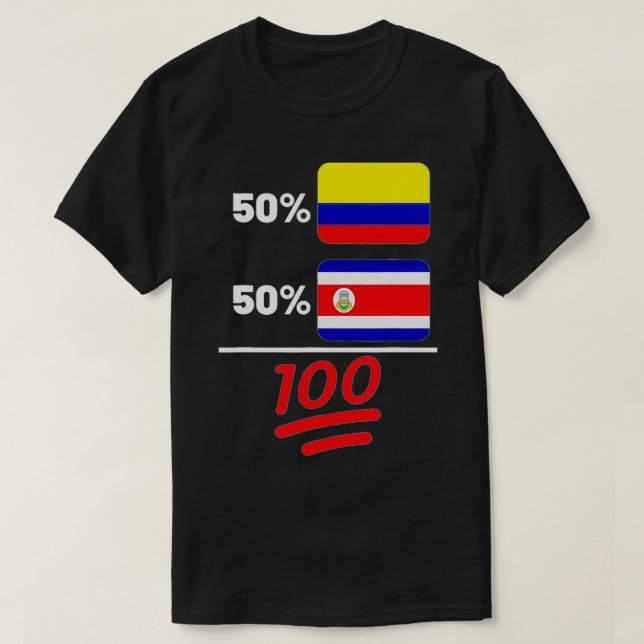 Camiseta Patrimônio Da Bandeira Da Costa Rica Mais Colombia (Frente do Design)
