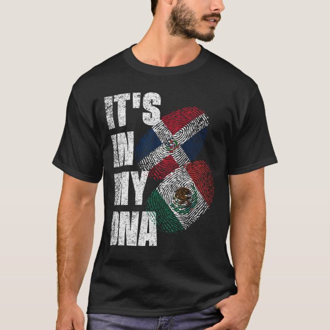 Camiseta Patrimônio da Bandeira do DNA mexicano e dominican (Frente)