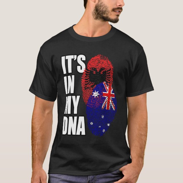 Camiseta Patrimônio Da Bandeira Do DNA Mix Albanês E Austra (Frente)