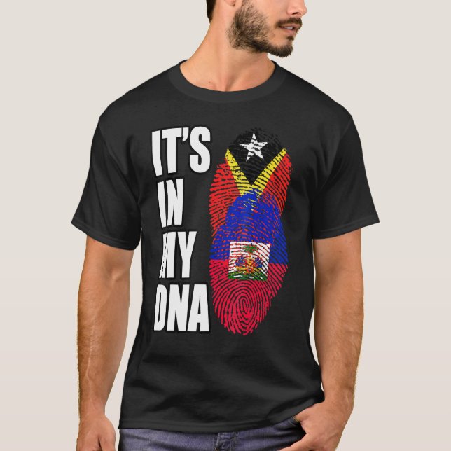 Camiseta Patrimônio Da Bandeira Do DNA Mix Do Haiti E Do Ti (Frente)