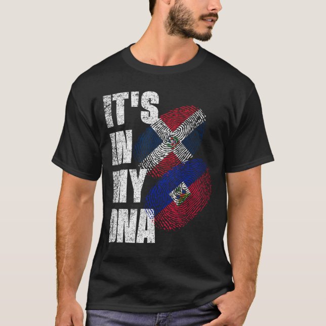 Camiseta Patrimônio Da Bandeira Do DNA Mix Haitiano E Domin (Frente)