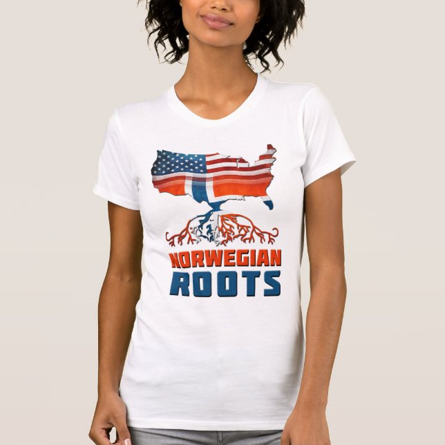 Camiseta Patrimônio de Bandeira da Noruega Roots USA (Frente)