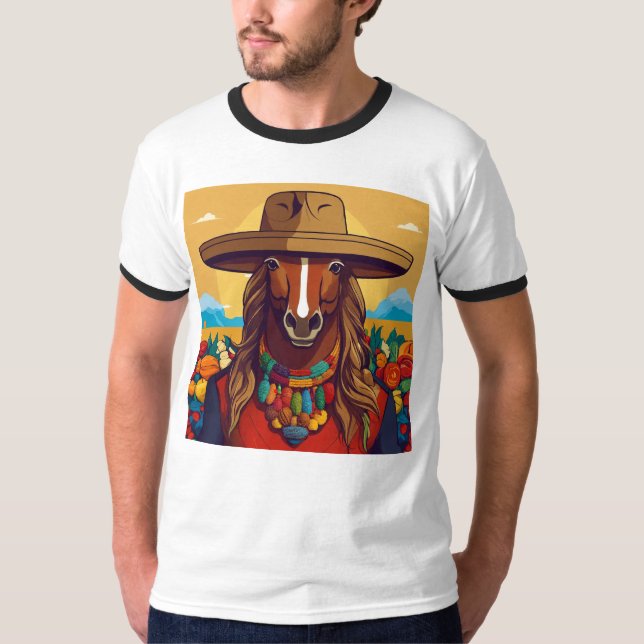 Camiseta Patrimônio do Café Colombiano: Design de Cartoon C (Frente)