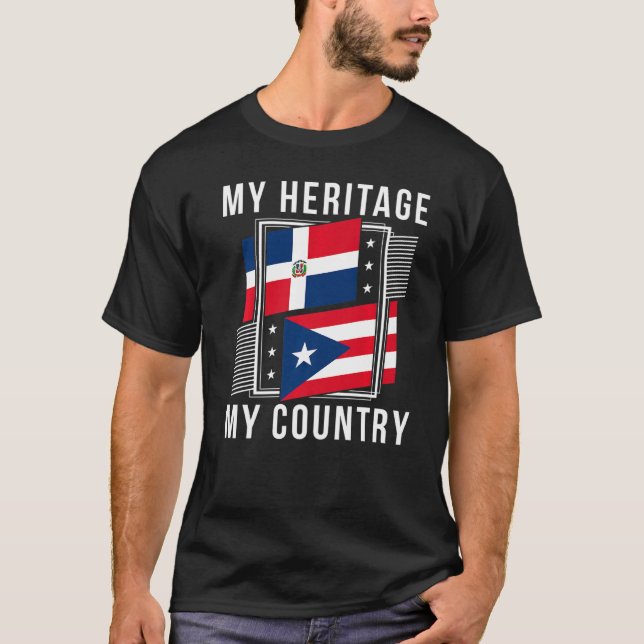 Camiseta Patrimônio Do Orgulho Dominicano E Porto-Riquenho  (Frente)