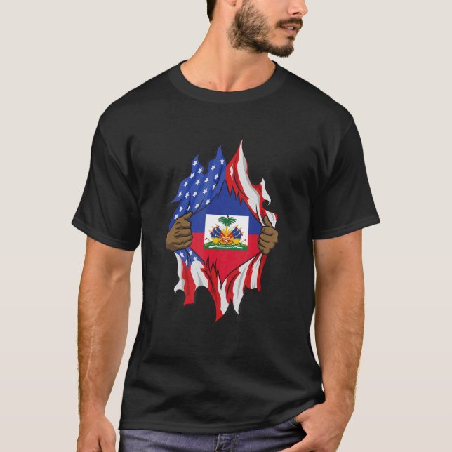 Camiseta Patrimônio Haitiano Mês 1804 Bandeira Haitiana Ame (Frente)