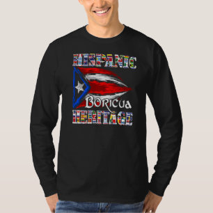 Camiseta Patrimônio hispânico Boricua Puerto Rican Flag Lat