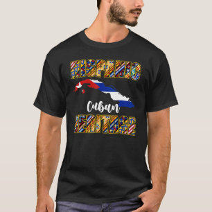 Camiseta Patrimônio Hispânico Cubano Mapa Bandeira Cubana P