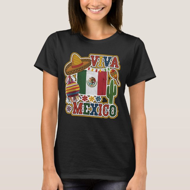 Camiseta Patrimônio hispânico do VIVAN MÉXICO e cultura mex (Frente)