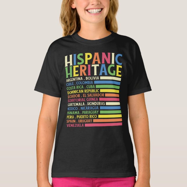Camiseta Patrimônio Hispânico dos Países Latinos Nacionais (Frente)