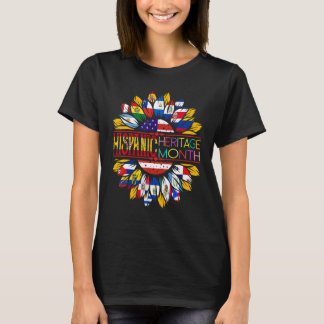 Camiseta Patrimônio hispânico mês 2022 Latino Flags Sunflow