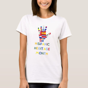 Camiseta Patrimônio Hispânico Mês, Bandeiras De Todos Os Pa