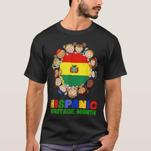 Camiseta Patrimônio Hispânico Mês Bolívia Crianças Meninas (Frente)
