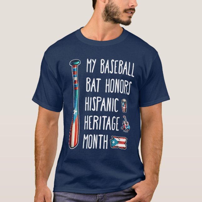 Camiseta Patrimônio Hispânico Mês de Baseball Bat (Frente)