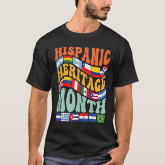 Camiseta Patrimônio Hispânico Mês de Latino Países Sinaliza