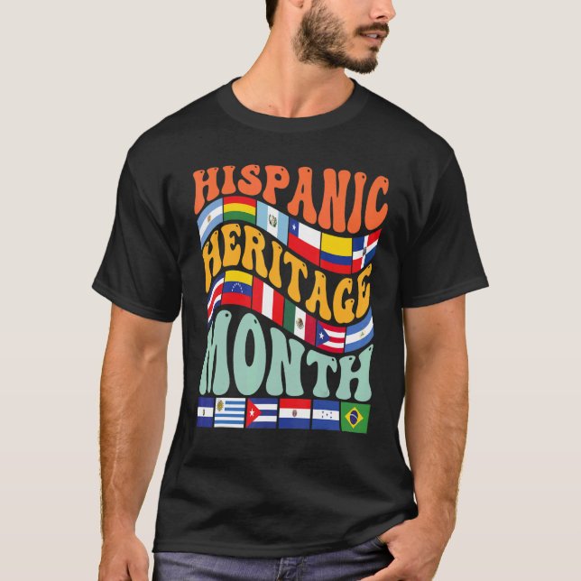 Camiseta Patrimônio Hispânico Mês de Latino Países Sinaliza (Frente)