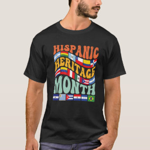 Camiseta Patrimônio Hispânico Mês de Latino Países Sinaliza