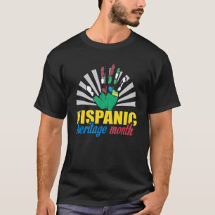 Camiseta Patrimônio hispânico Mês de potência latino Mão de