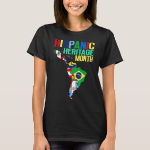 Camiseta Patrimônio Hispânico Mês dos Países Latinos Mapeia