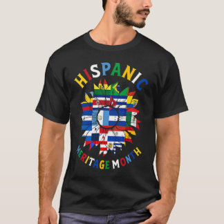 Camiseta Patrimônio Hispânico Mês Girassóis Todos os Países