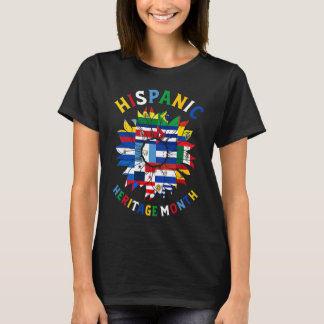 Camiseta Patrimônio Hispânico Mês Girassóis Todos os Países
