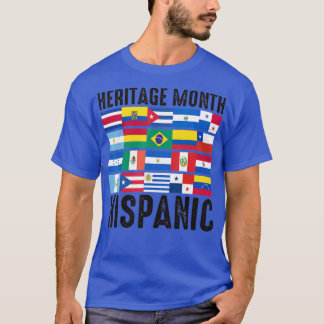 Camiseta Patrimônio hispânico Mês latino Bandeira todos os