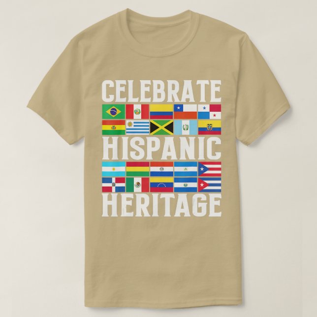 Camiseta Patrimônio hispânico Mês latino Bandeira todos os  (Frente do Design)