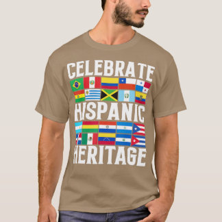 Camiseta Patrimônio hispânico Mês latino Bandeira todos os