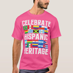 Camiseta Patrimônio hispânico Mês latino Bandeira todos os