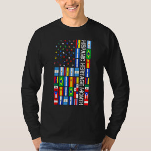 Camiseta Patrimônio Hispânico Mês Latino Bandeira Todos os