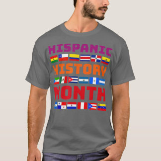 Camiseta Patrimônio Hispânico Mês Latino Bandeiras do País