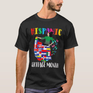 Camiseta Patrimônio Hispânico Mês Latino Flagres em Vestido