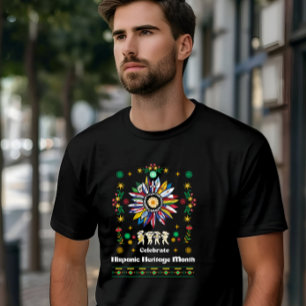 Camiseta Patrimônio Hispânico Mês Latino Flagres girassol D