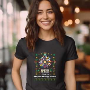 Camiseta Patrimônio Hispânico Mês Latino Flagres girassol D