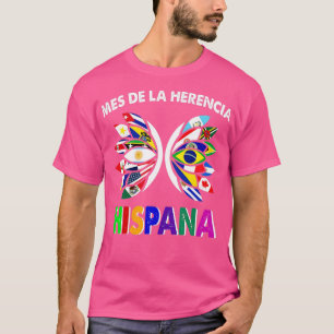 Camiseta Patrimônio Hispânico Mês Latino Todos os Países Ba
