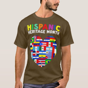 Camiseta Patrimônio Hispânico Mês Latino Todos os Países Co