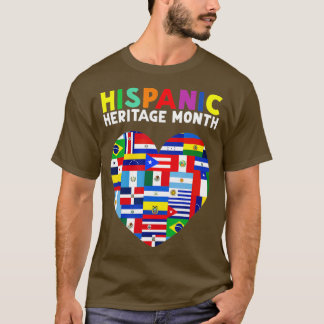 Camiseta Patrimônio Hispânico Mês Latino Todos os Países Co