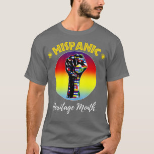 Camiseta Patrimônio Hispânico Mês Mão Colorida Latim