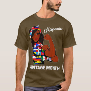 Camiseta Patrimônio Hispânico Mês Mulher Latino Países Fla