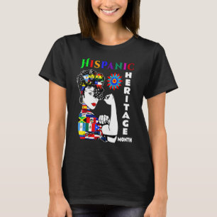 Camiseta Patrimônio Hispânico Mês Mulheres Latino Países Fl